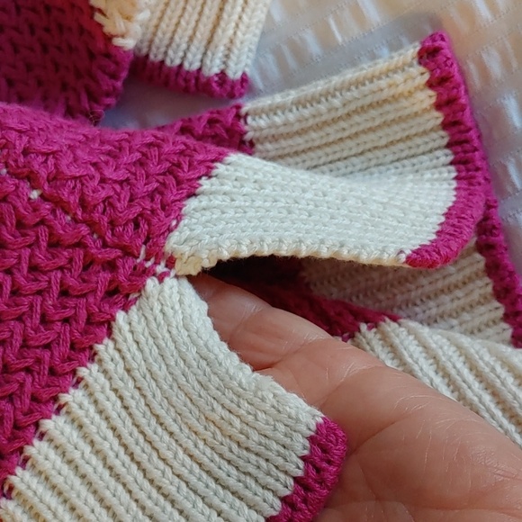 NWT CREAM MUKA FUCHSIA & IVORY STRIPE KNITTED PULLOVER SIZE SMALL - Picture 12 of 12